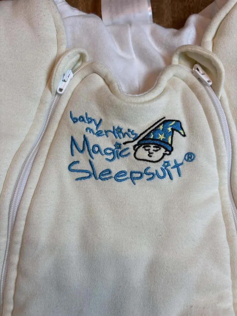 Baby Merlin's Magic Sleepsuit Infant 3-6 Months White Cotton Swaddle Transition